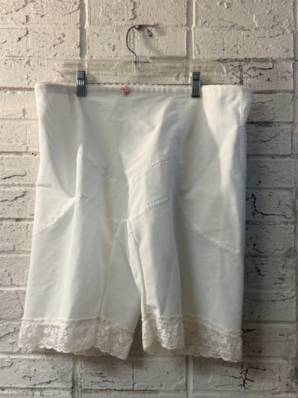 Vintage Sculptress Plus Size Long Leg Shapewear Girdle White Lace Hem USA Made
